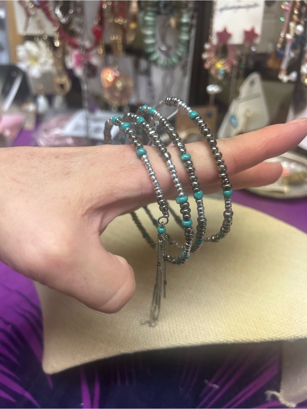 NWOT *flaw* Free People Navajo Inspired Beaded Wrap Bracelet with tassel - Picture 2 of 3